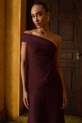 VESTIDO LONGO OMBRO SÓ DRAPE RECORTE