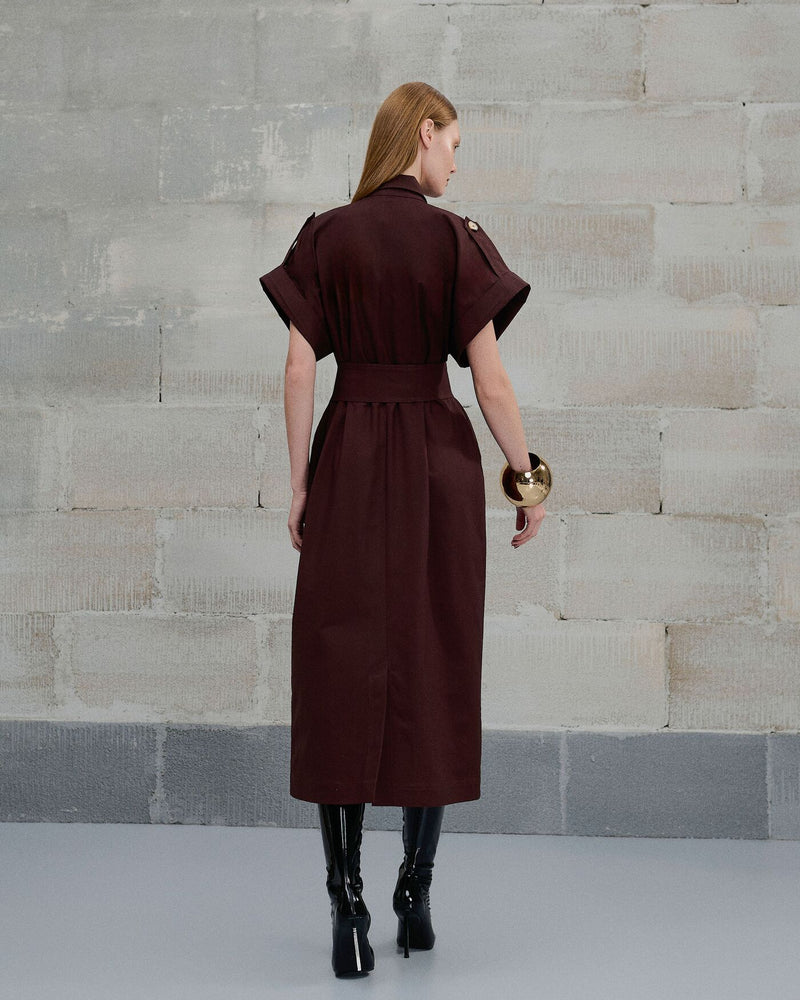 VESTIDO SARJA ITALIANA JULIEN MARROM