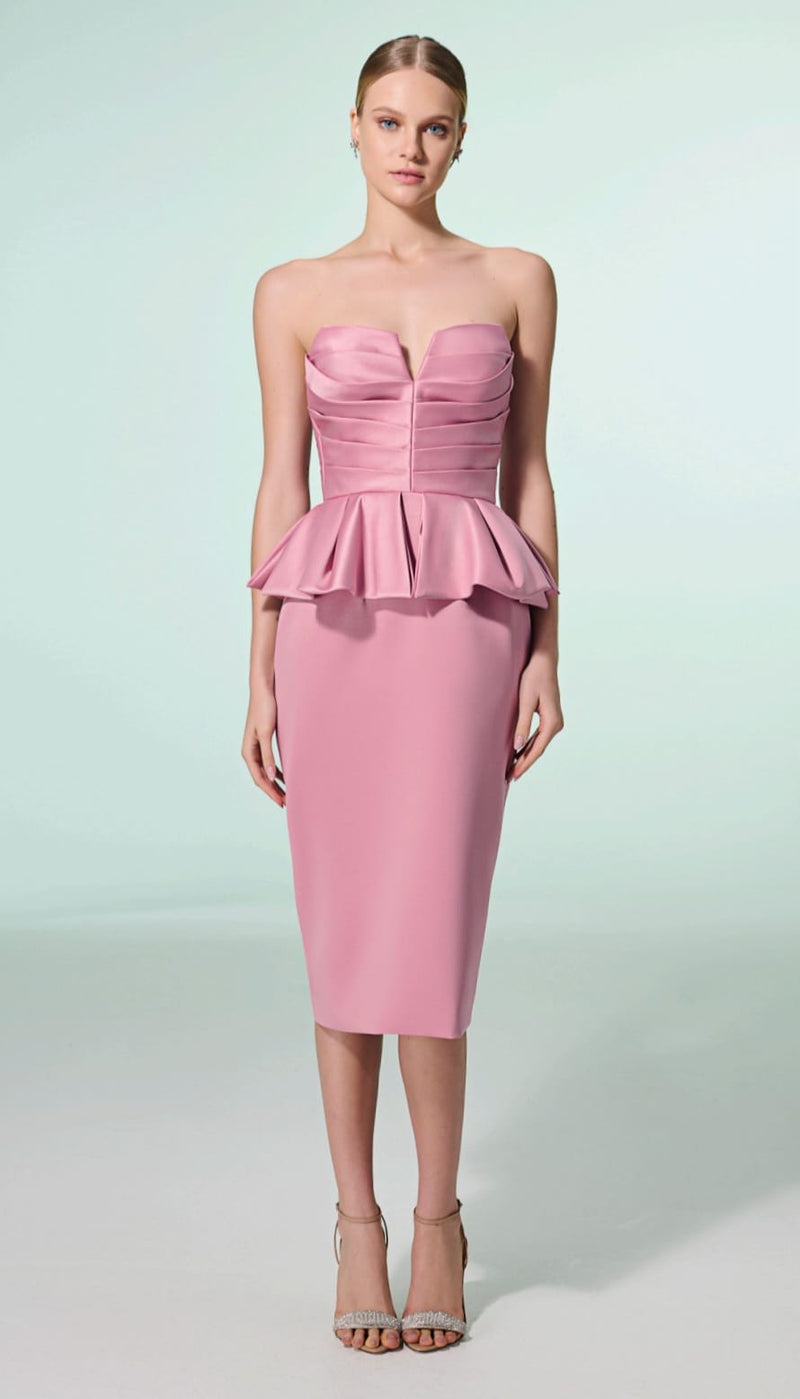 VESTIDO TUBO BASQUE ASSIMÉTRICO
