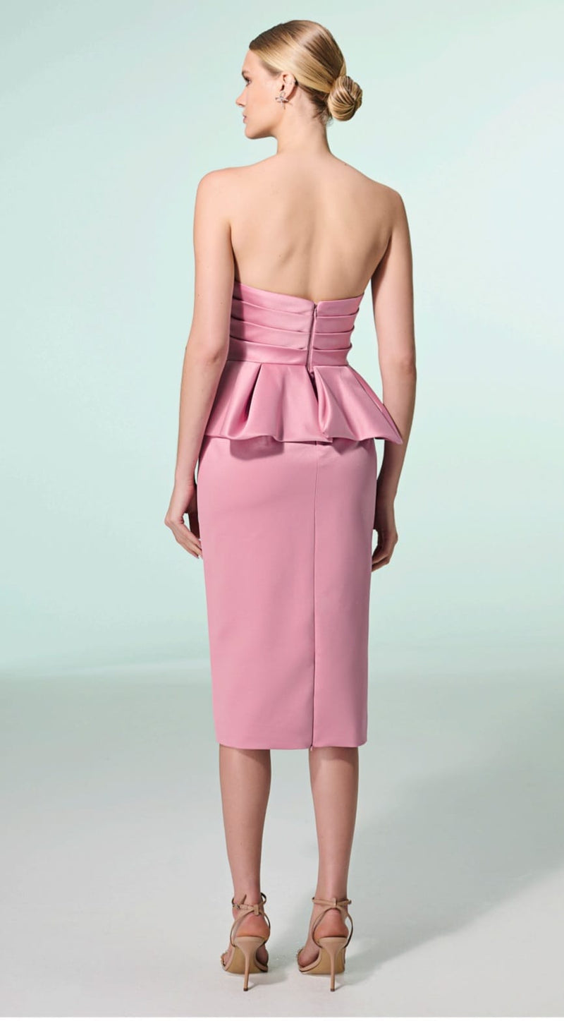 VESTIDO TUBO BASQUE ASSIMÉTRICO