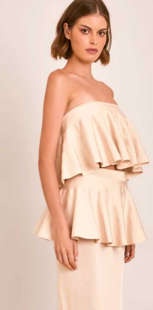 SAIA MIDI TRANSPARENTE COM PEPLUM REGOR