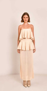 SAIA MIDI TRANSPARENTE COM PEPLUM REGOR