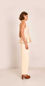 BLUSA COM PEPLUM  REGOR MARFIM
