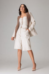 BLAZER PATRÍCIA FONTANIVE BRANCO NOVO E CHOCOLATE GLOSSY