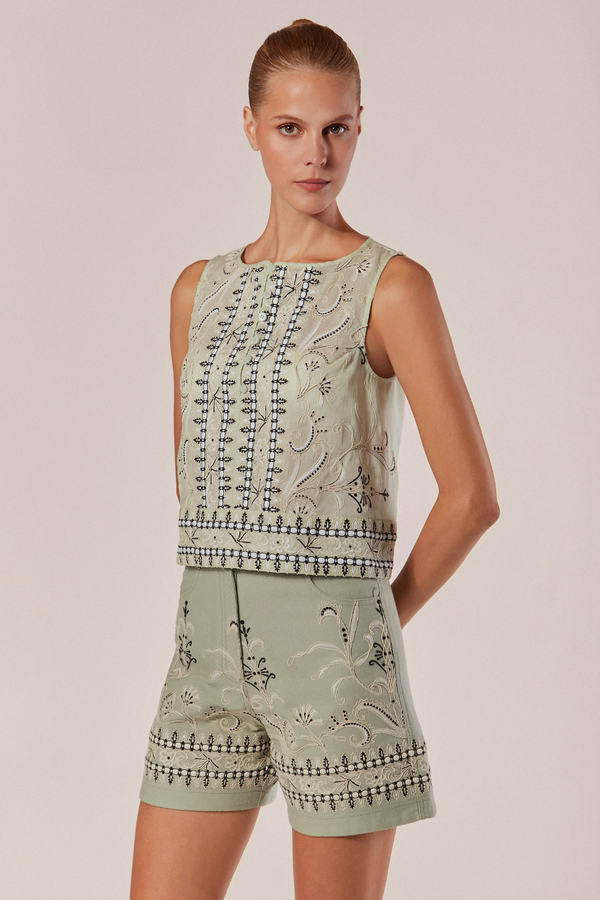 BLUSA SEM MANGAS BORDADA ZERIFO