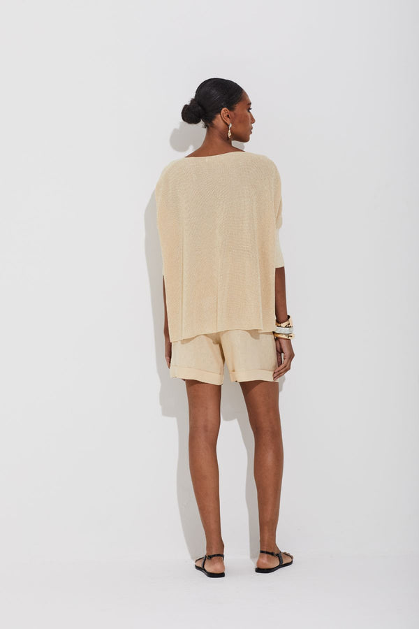 BLUSA TRICOT COM TORÇÃO PONTA CHAMPAGNE