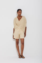 BLUSA TRICOT COM TORÇÃO PONTA CHAMPAGNE