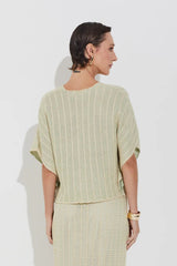 BLUSA TRICOT MIX PONTAS COM LUREX PISTACHE