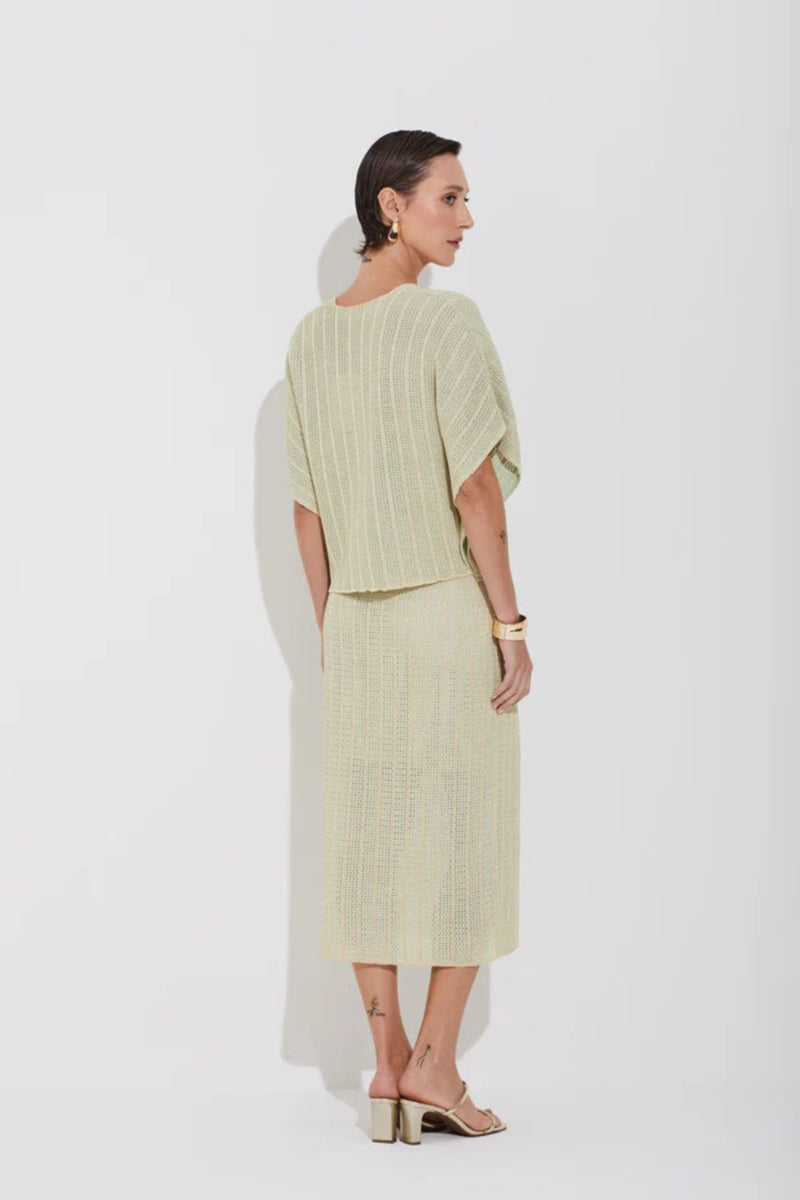 BLUSA TRICOT MIX PONTAS COM LUREX PISTACHE