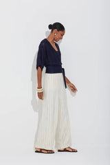 BLUSA EM TRICOT TELA E JACQUARD NAVY E PRETO