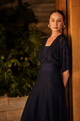 BLUSA EM TRICOT TELA E JACQUARD NAVY E PRETO