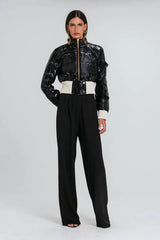 BOMBER AYA PRETA E MARFIM