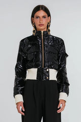 BOMBER AYA PRETA E MARFIM