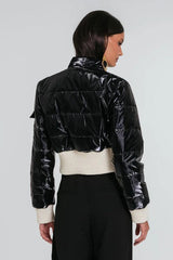 BOMBER AYA PRETA E MARFIM