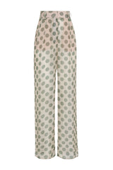 CALÇA SEDA JUCALICIA OLIVE - ECRU