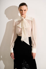 CAMISA SEDA VICHY OFF WHITE