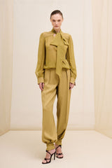 CAMISA SEDA VICHY OLIVE