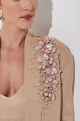 CASACO MANGA LONGA EM TRICOT BORDADO