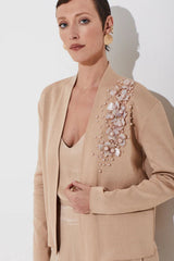 CASACO MANGA LONGA EM TRICOT BORDADO