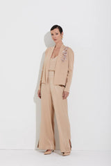 CASACO MANGA LONGA EM TRICOT BORDADO