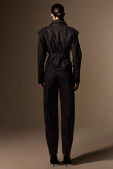 CASACO SARJA ITALIANO FIO DUPLO PRETO