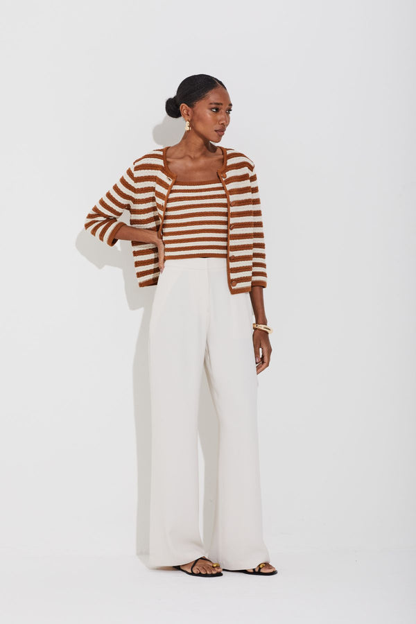 CASAQUETO TRICOT COM LISTRAS