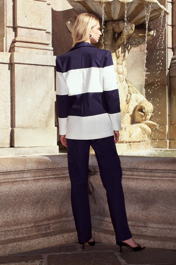 CONJUNTO BLAZER E CALÇA OFF E MARINHO