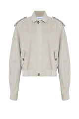 JAQUETA COURO JIANDA TAUPE GRIS