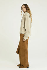 JAQUETA COURO JIANDA TAUPE GRIS