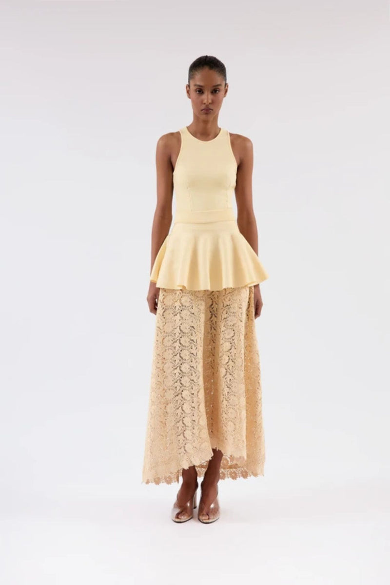 SAIA LONGA COM PALA GUIPURE FLORAL RAFAELA IVORY