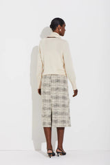 SAIA MIDI FENDA LATERAL EM MALHA TWEED