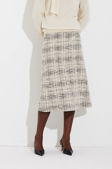 SAIA MIDI FENDA LATERAL EM MALHA TWEED