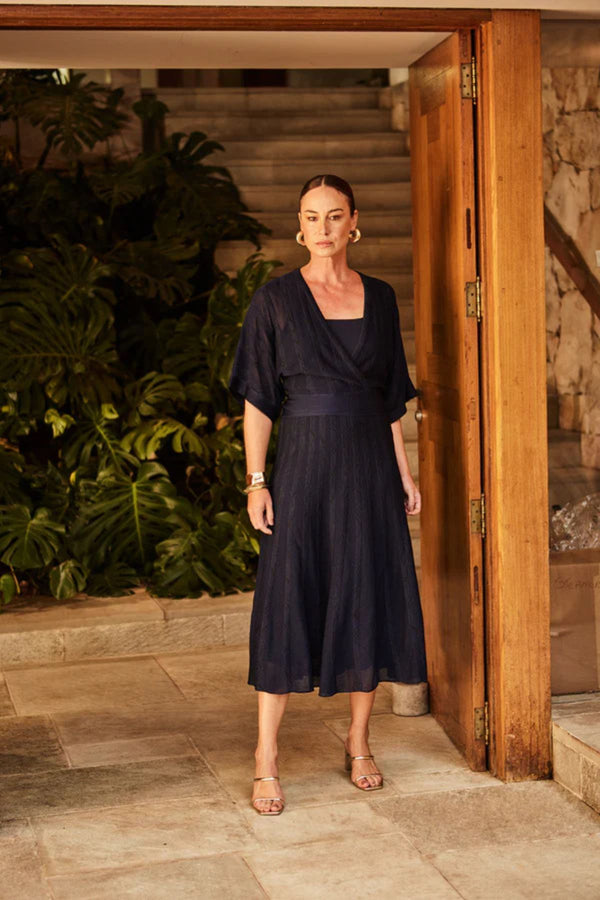 SAIA TRICOT TELA JACQUARD NAVY E PRETO