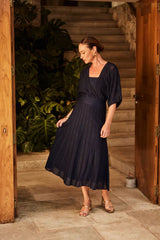 SAIA TRICOT TELA JACQUARD NAVY E PRETO