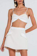 SHORT SAIA ARABELA MARFIM E OFF WHITE