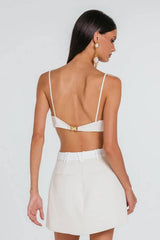 SHORT SAIA ARABELA MARFIM E OFF WHITE