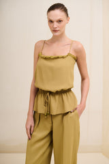 TOP CREPE VICHY OLIVE
