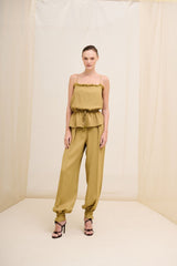 TOP CREPE VICHY OLIVE