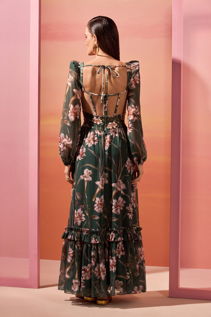 VESTIDO LONGO BEACH VERDE ESTAMPADO