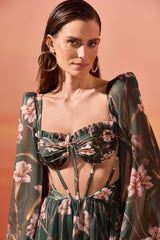 VESTIDO LONGO BEACH VERDE ESTAMPADO