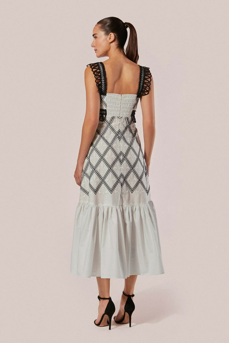 VESTIDO MIDI BORDADO COM ALÇAS GIGLIO