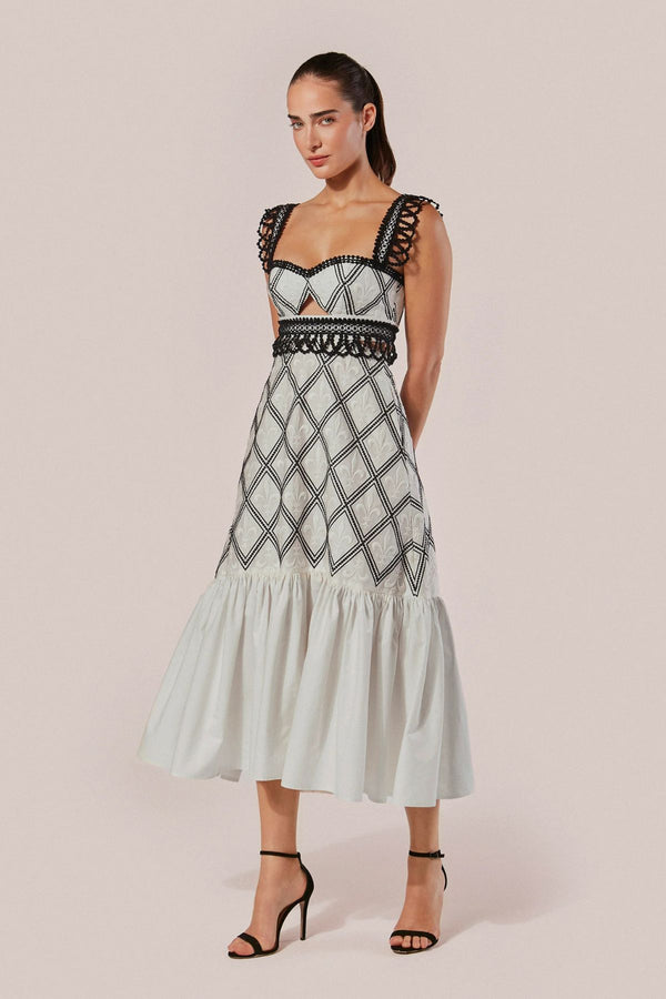 VESTIDO MIDI BORDADO COM ALÇAS GIGLIO