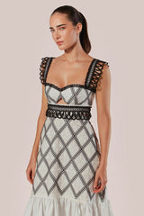 VESTIDO MIDI BORDADO COM ALÇAS GIGLIO