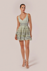 VESTIDO CURTO BABADOS BORDADO ZEFIRO VERDE