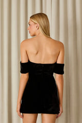 VESTIDO CURTO EVA VELUDO PRETO
