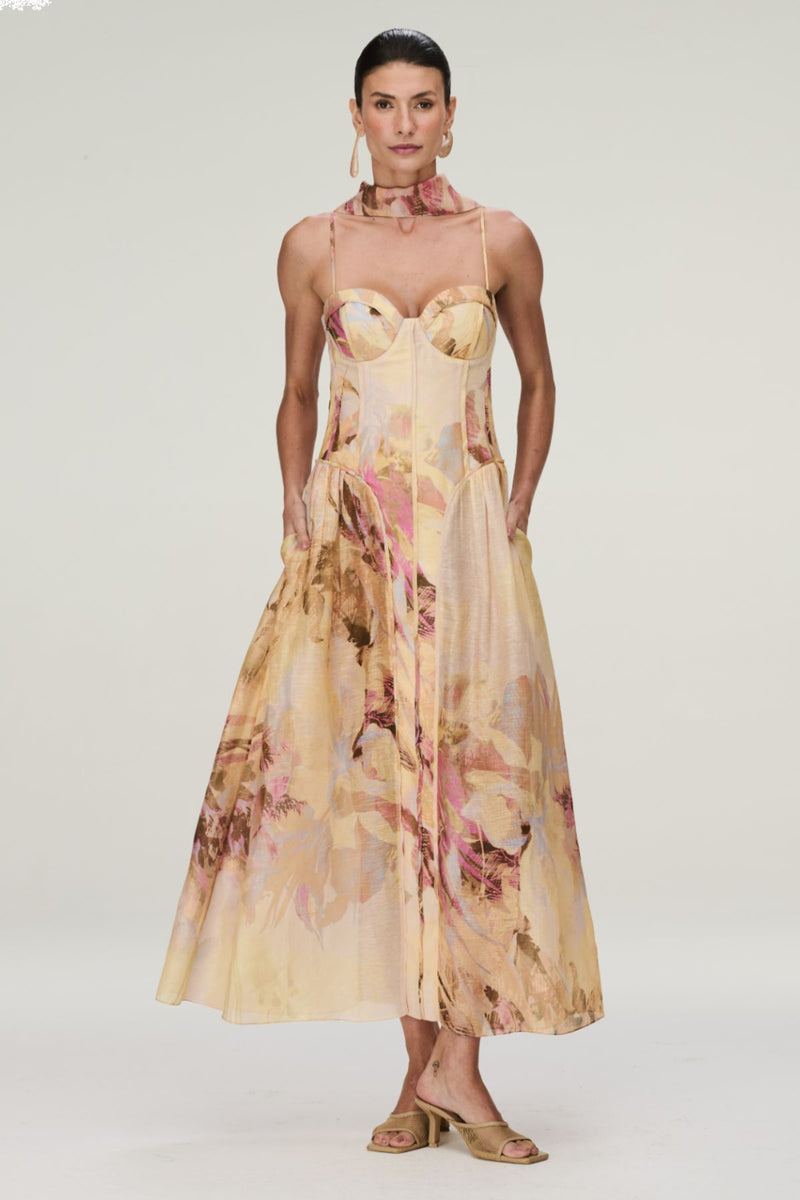 VESTIDO BOJO ORGANZA FLORAL GRACE