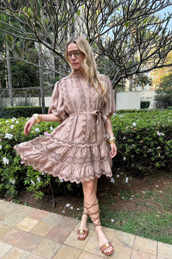 VESTIDO LACE MARROM