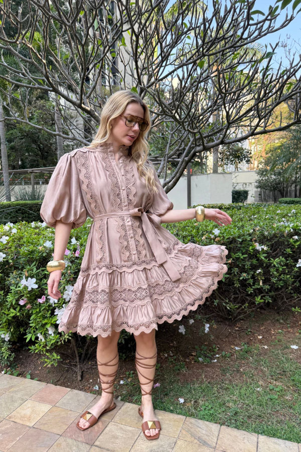 VESTIDO LACE MARROM