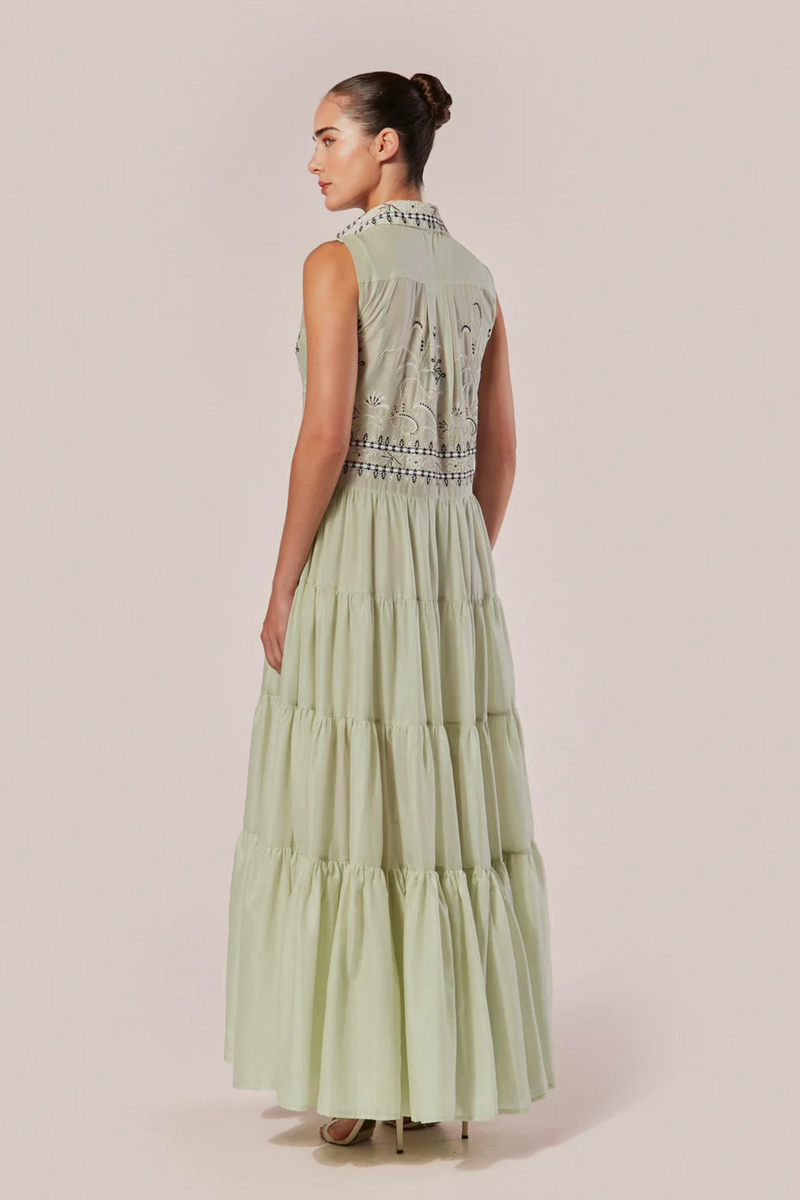 VESTIDO CHEMISE LONGO BORDADO ZERIFO VERDE