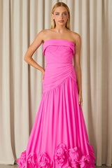 VESTIDO LONGO DAKOTA  FLORES PINK